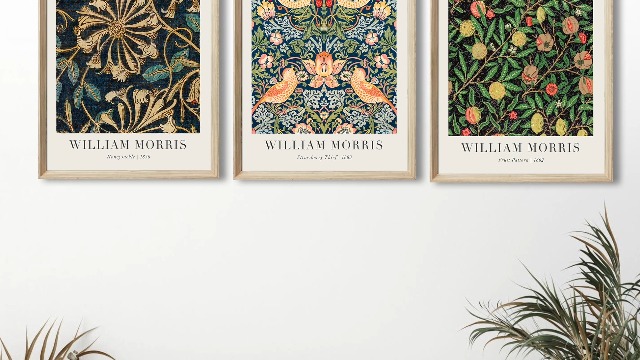 UPWOIGH Framed Vintage Wall Art, William Morris Wood Canvas Wall